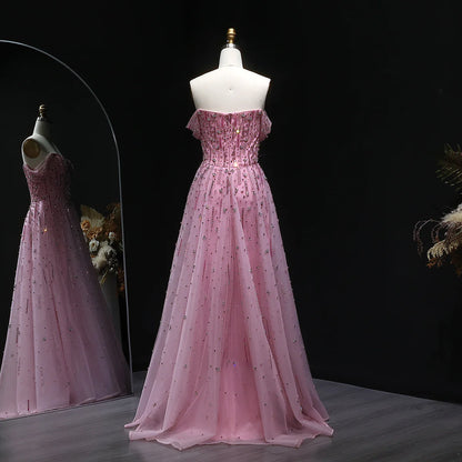 A-Line Crystal-Embellished Evening Dress