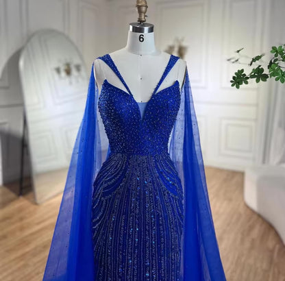 Mermaid Elegant Cape Sleeves Luxury Evening Dress