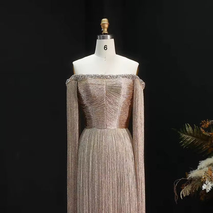 Champagne Gold Beaded Fringe Glamour Dress