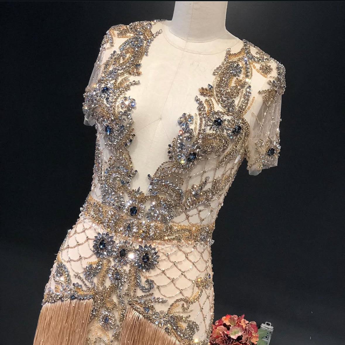 Ombré Crystal-Embellished Gold Couture Gown