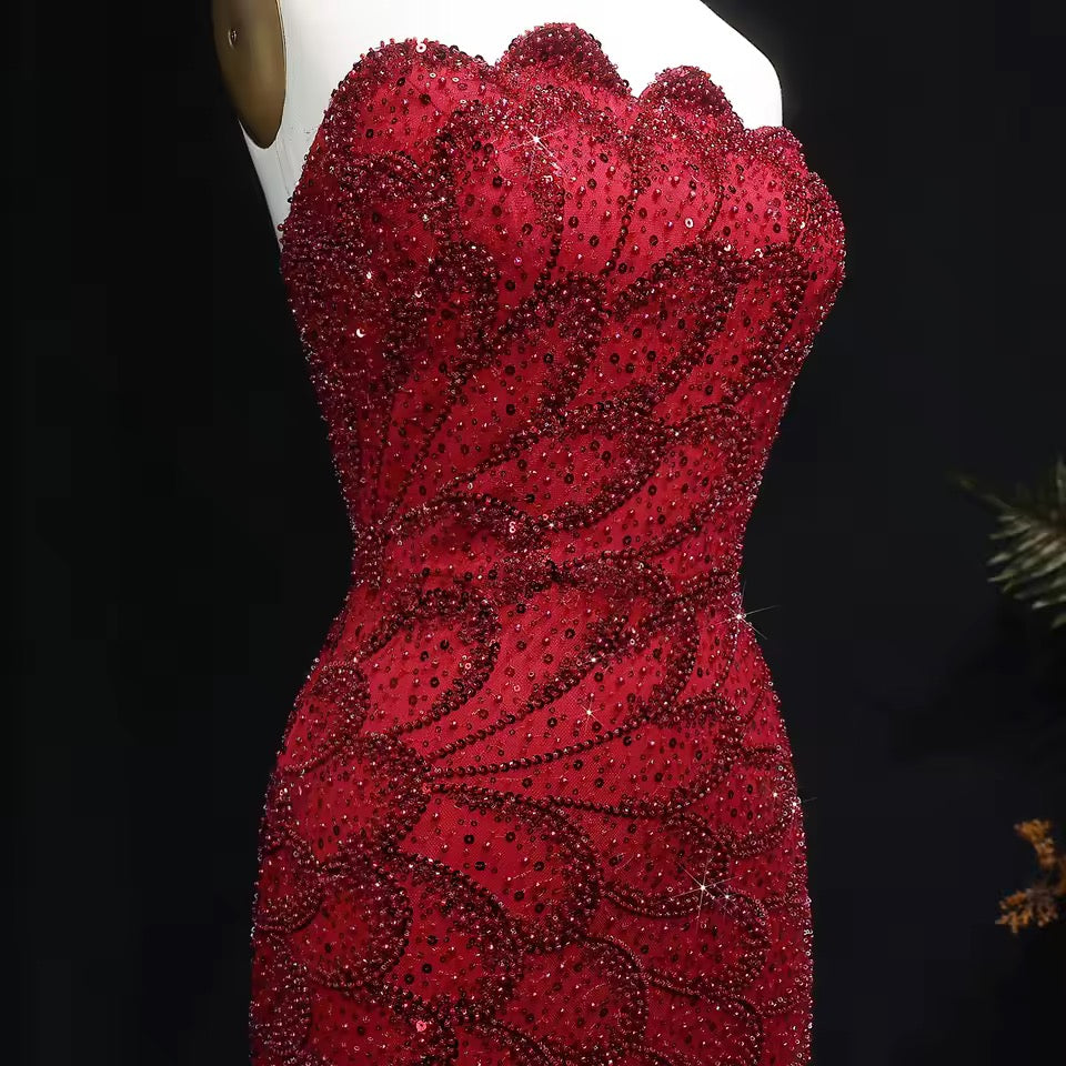 Mermaid Hand-Embroidered Glitter Gown