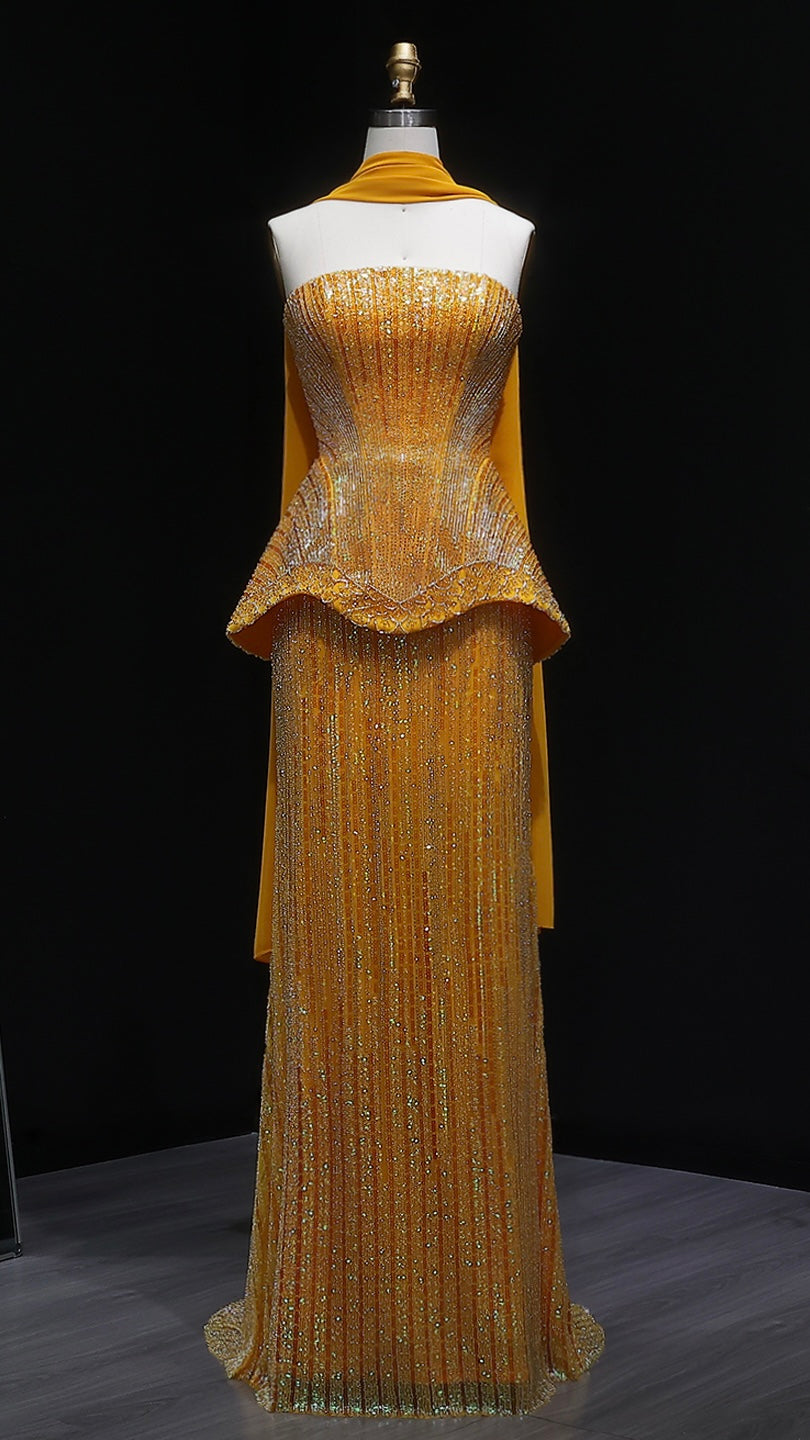 Sunset Gown in Yellowish Orange