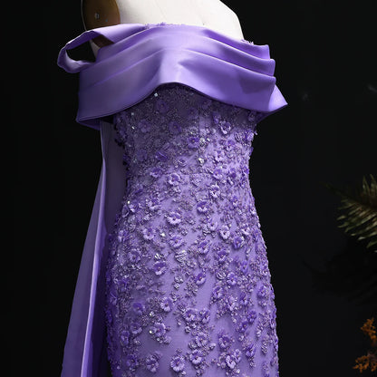 “Lilac Dawn” Gown – Royal Cut with 3D Embroidery & Luxe Train