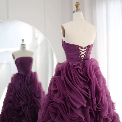 Luxury 3D Flower Purple,Pink Midi dress