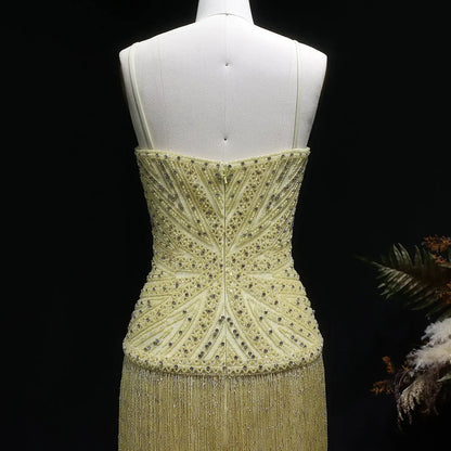 Glamorous Fully Beaded Bodycon Fringe Dress with Art Deco Patterns