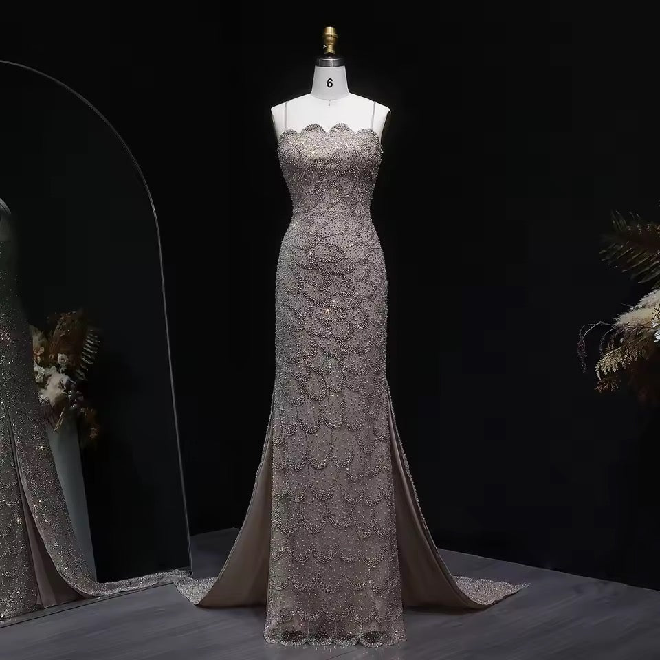Mermaid Hand-Embroidered Glitter Gown