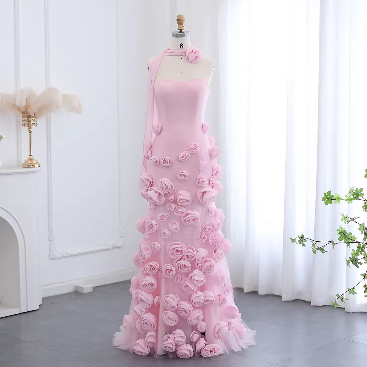 3D Flowers Evening Dress