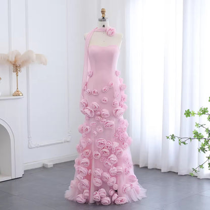 3D Flowers Evening Dress