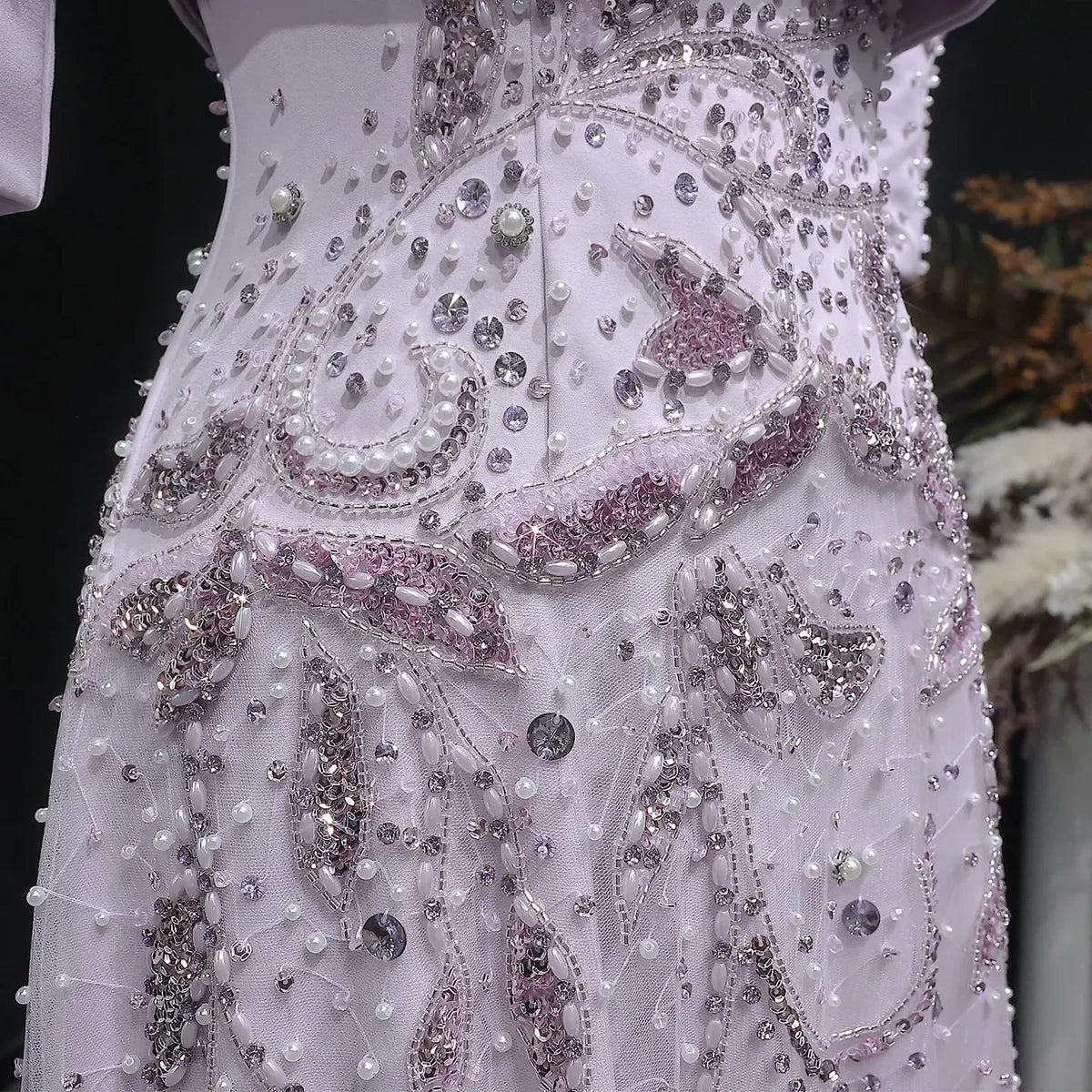 Modest Illusion Mock-Two-Piece Gown with Intricate Hand-Beading