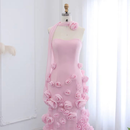 3D Flowers Evening Dress