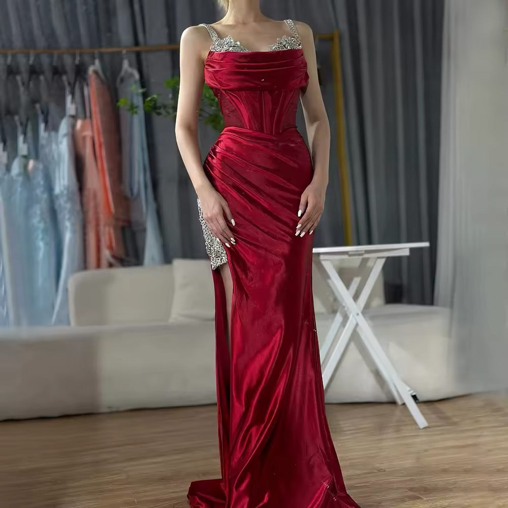 Embellished Corset Drape Gown