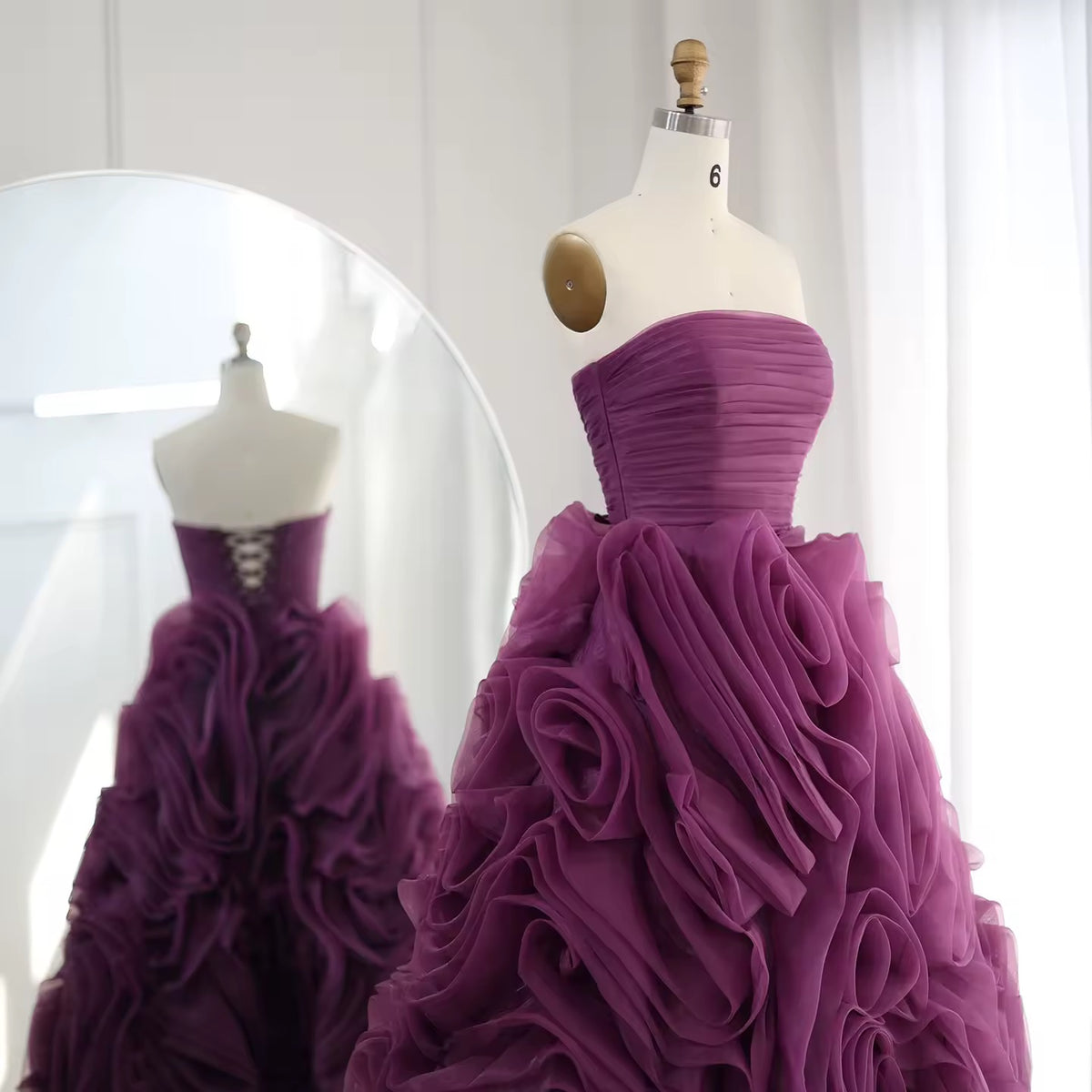 Luxury 3D Flower Purple,Pink Midi dress