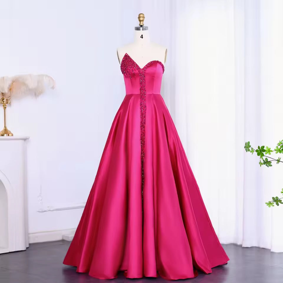 Elegant Couture Gown with Crystal Detailing