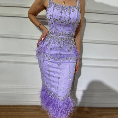 Blue Luxury Evening Dress 2024 Ankle Length Elegant