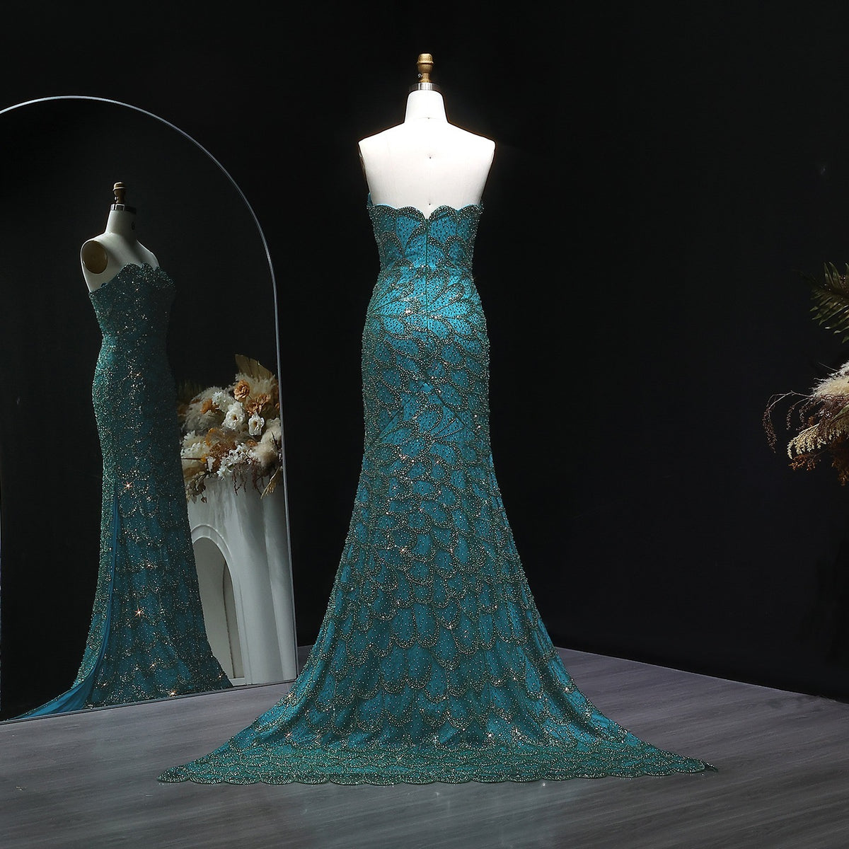 Mermaid Hand-Embroidered Glitter Gown