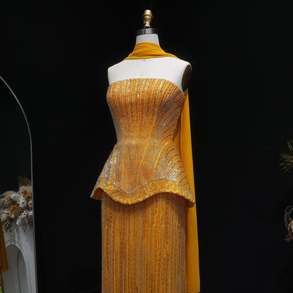 Sunset Gown in Yellowish Orange