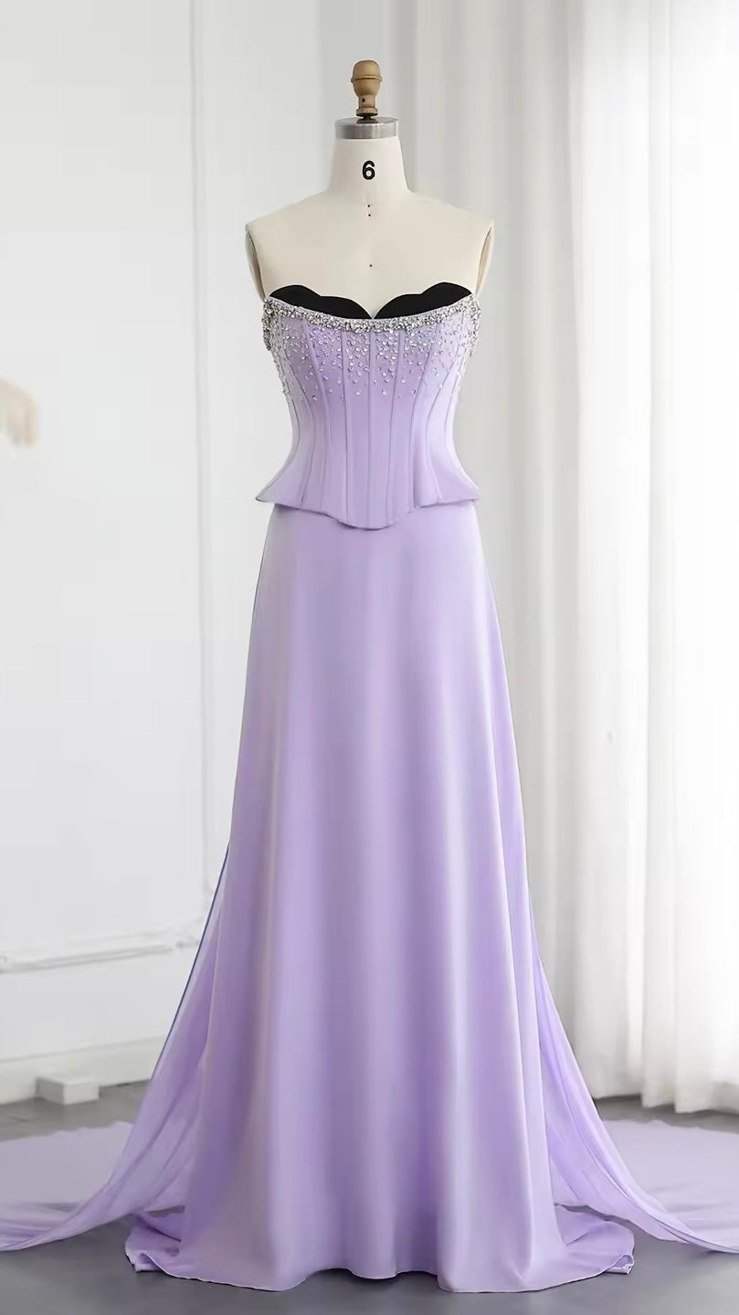 Lavender Grace، Strapless Corset Gown with Sparkling Details