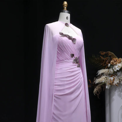 Crystal Petal Ruched Chiffon Gown