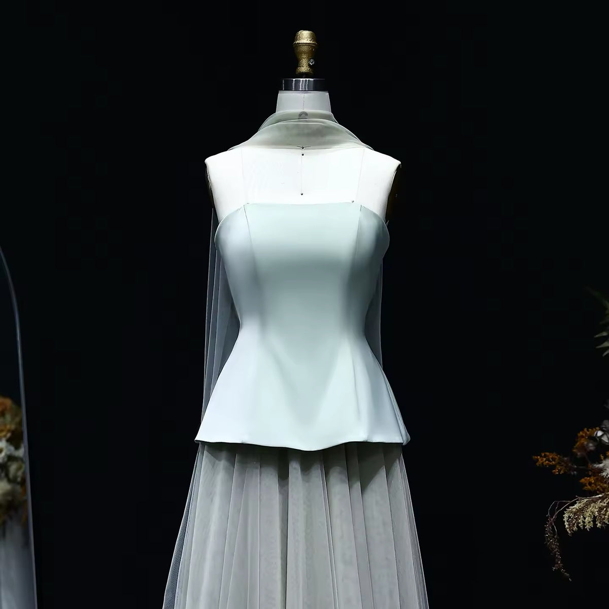Elegant soft dress with a scarf