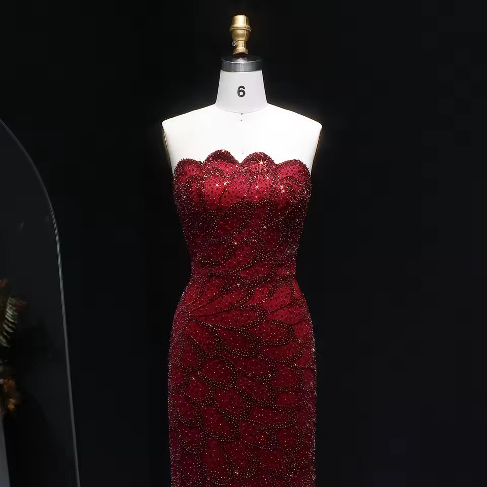 Mermaid Hand-Embroidered Glitter Gown