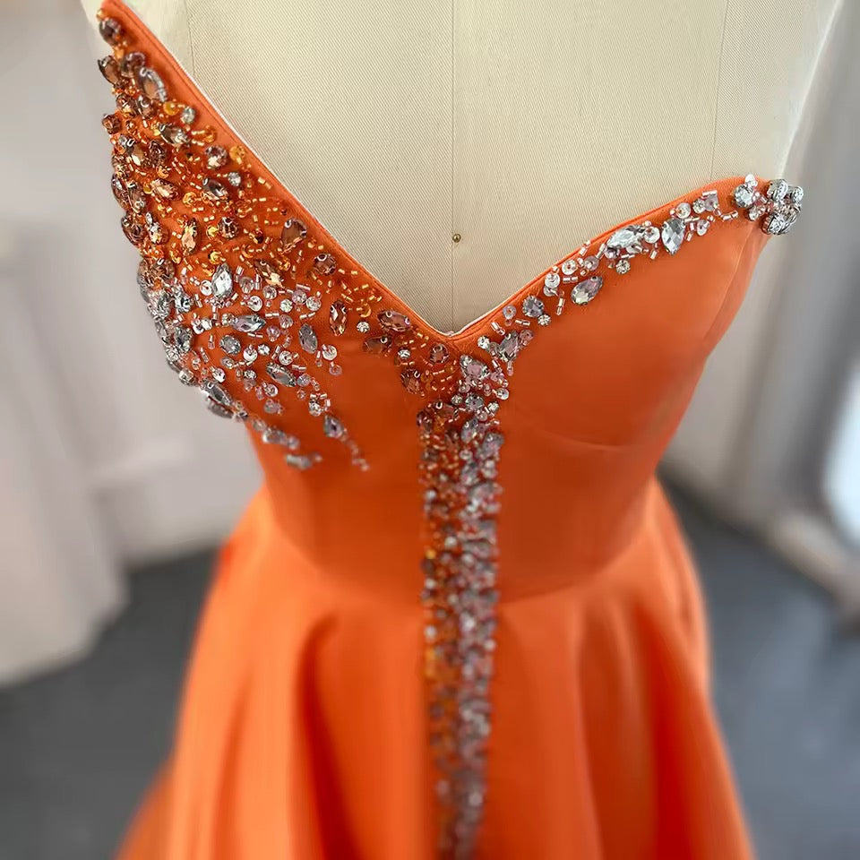 Elegant Couture Gown with Crystal Detailing