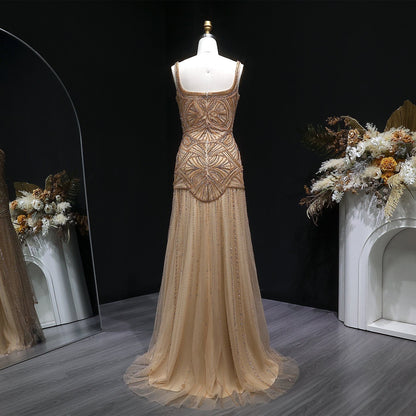 Art Deco Beaded Tulle Evening Dress