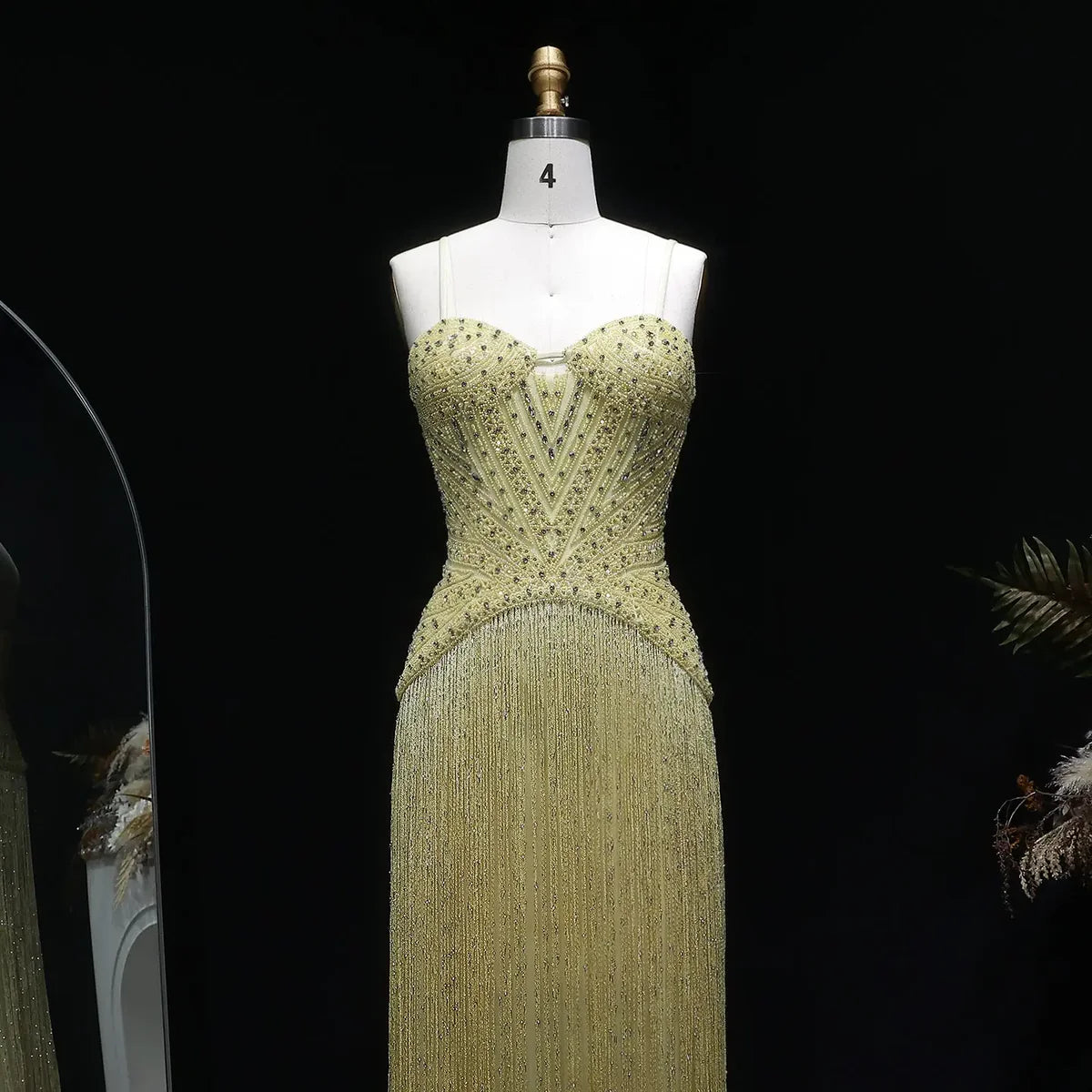 Glamorous Fully Beaded Bodycon Fringe Dress with Art Deco Patterns