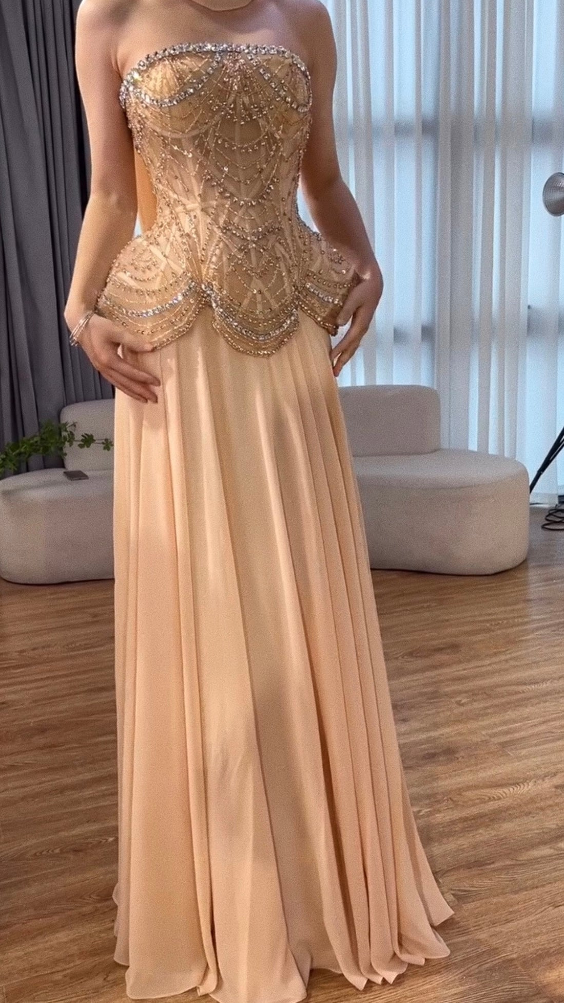 “Regal Glow” Embellished Corset Evening Gown