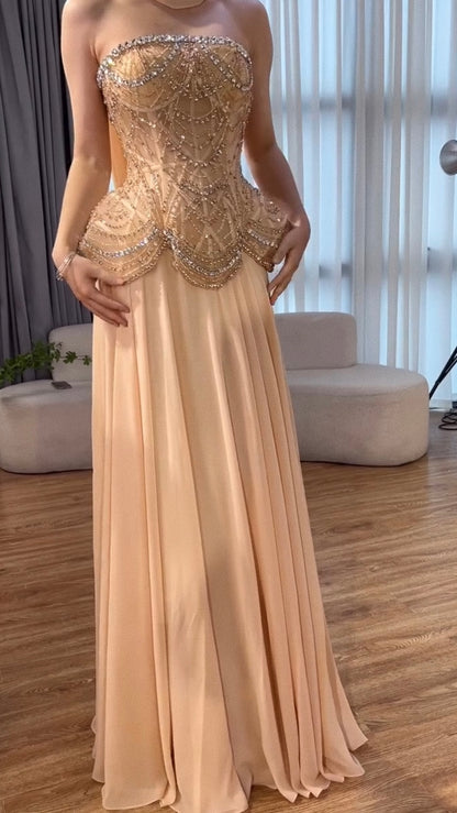 “Regal Glow” Embellished Corset Evening Gown