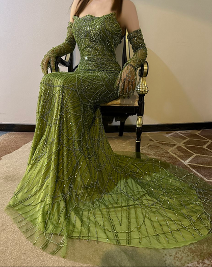 Luxury Dress Top with Gloves