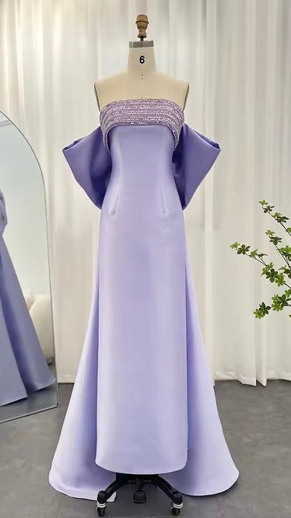 Luxury Evening Dress with Bow Cape Sage