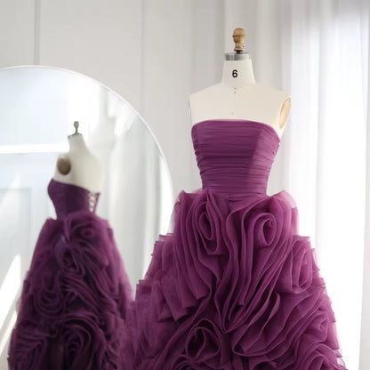 Luxury 3D Flower Purple,Pink Midi dress