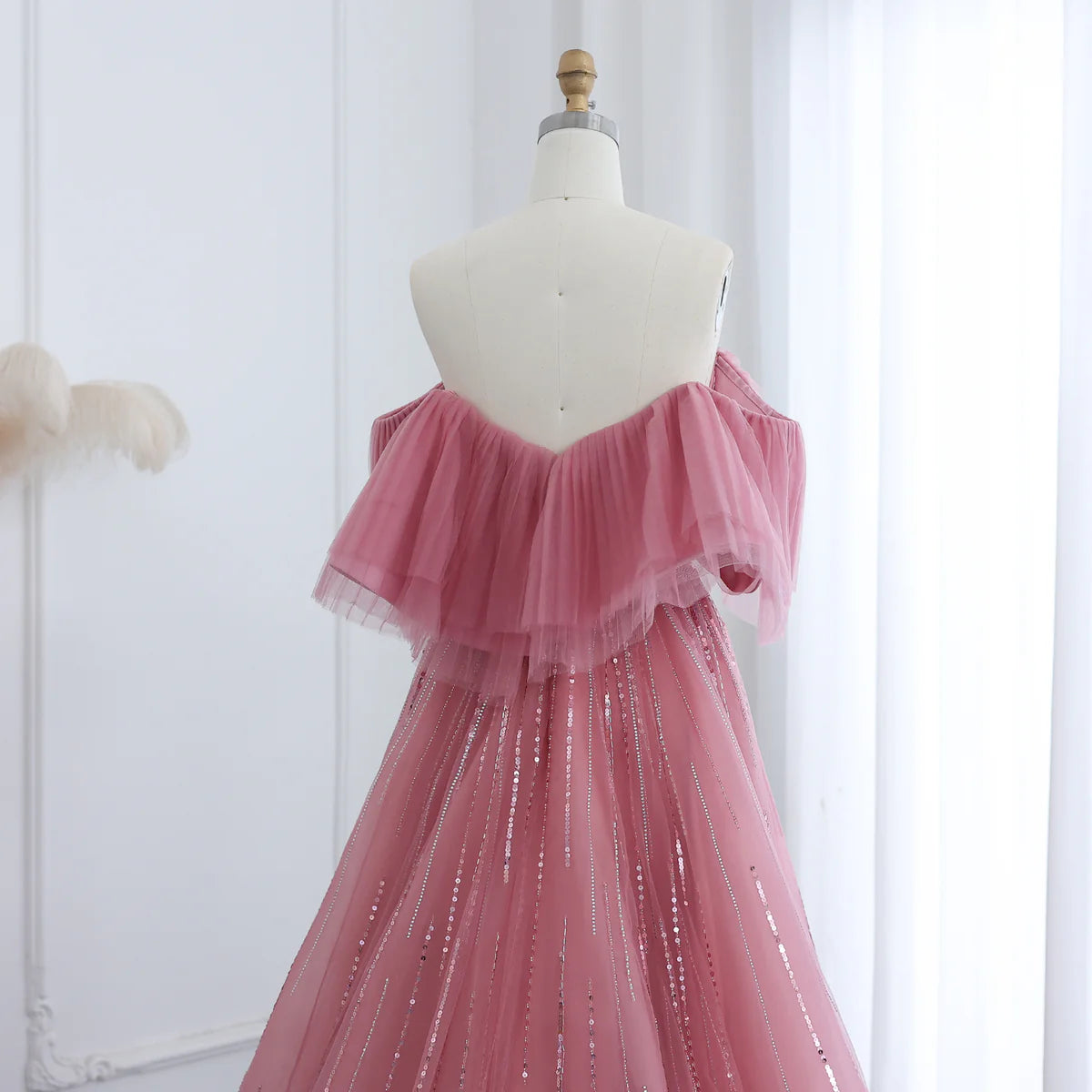 Aurora Tulle Gown،Blush & Fuchsia