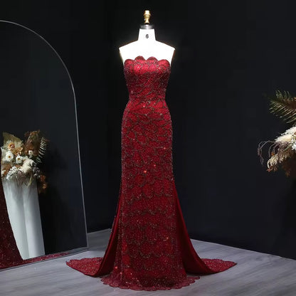 Mermaid Hand-Embroidered Glitter Gown