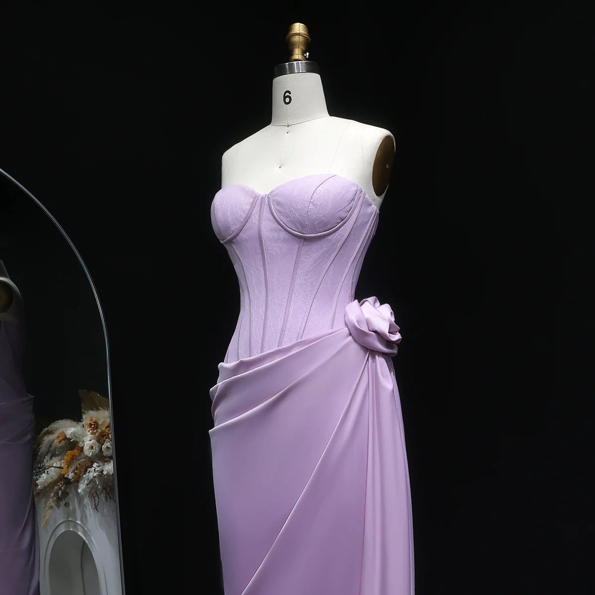 3D Floral Corset Draped Gown