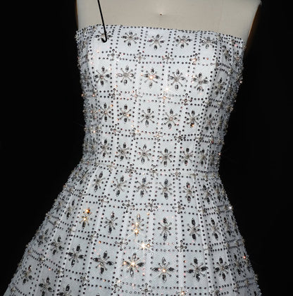 Crystal Bloom Structured Peplum Gown