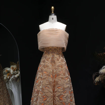 Couture Beaded Foliage Evening Gown