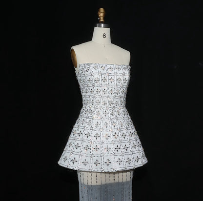 Crystal Bloom Structured Peplum Gown