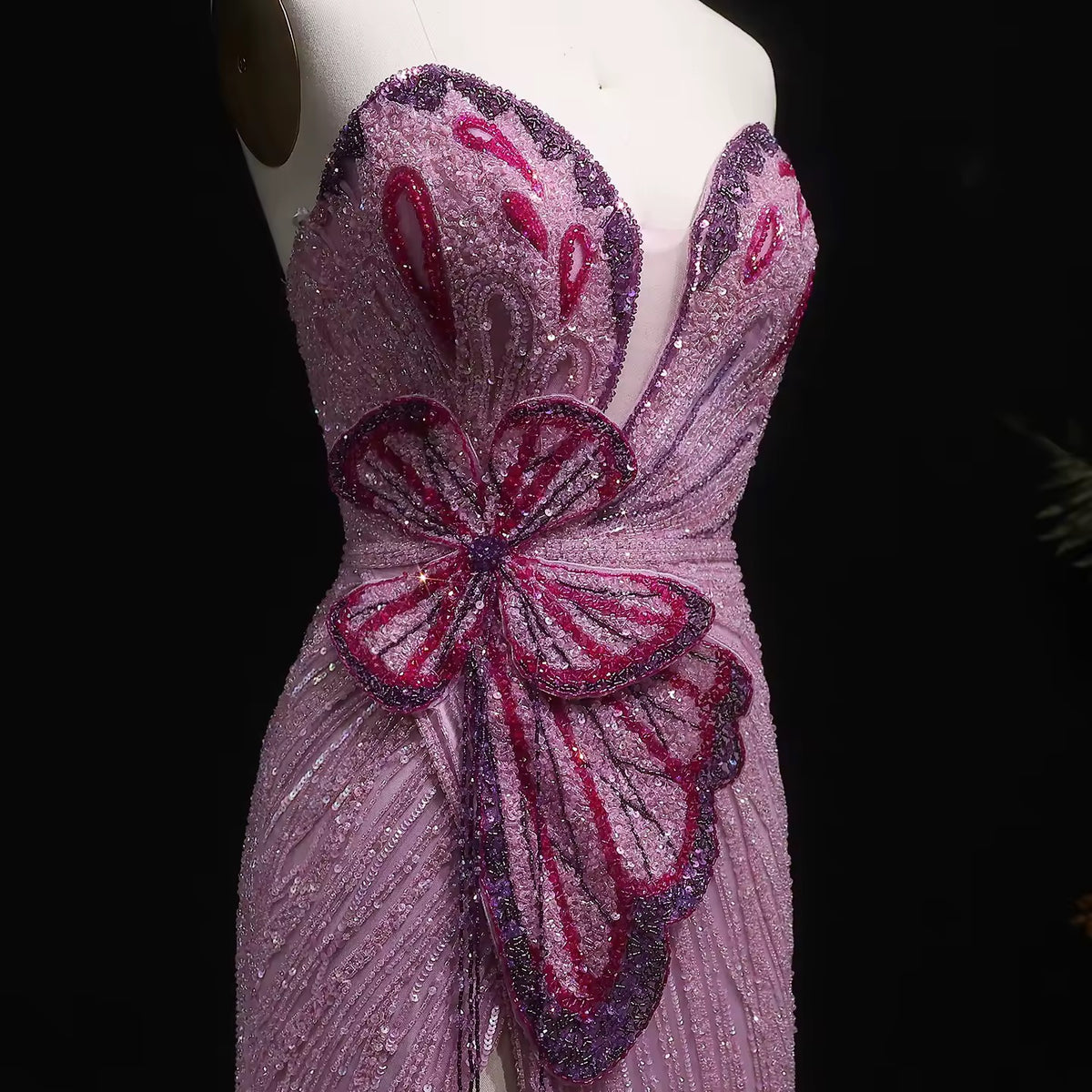 Embellished Lavender Butterfly Gown
