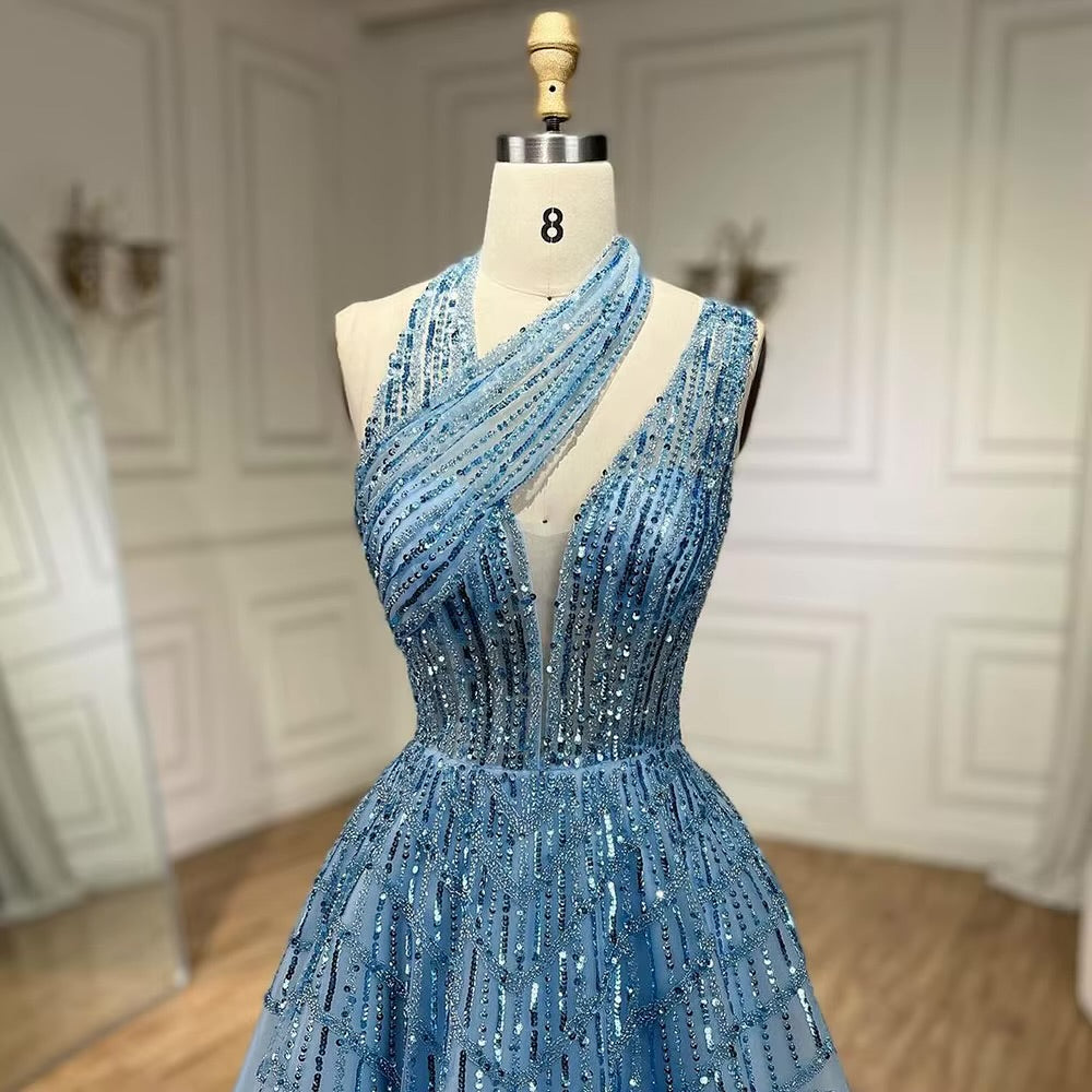 Elegant Beaded Ball Gown – Sparkling One-Shoulder Formal Dress