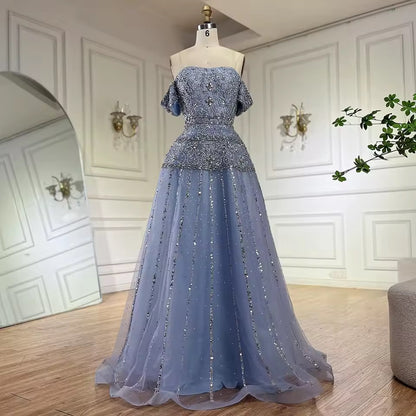 Elegant Linear Beaded Evening Dress with Sculpted Silhouette