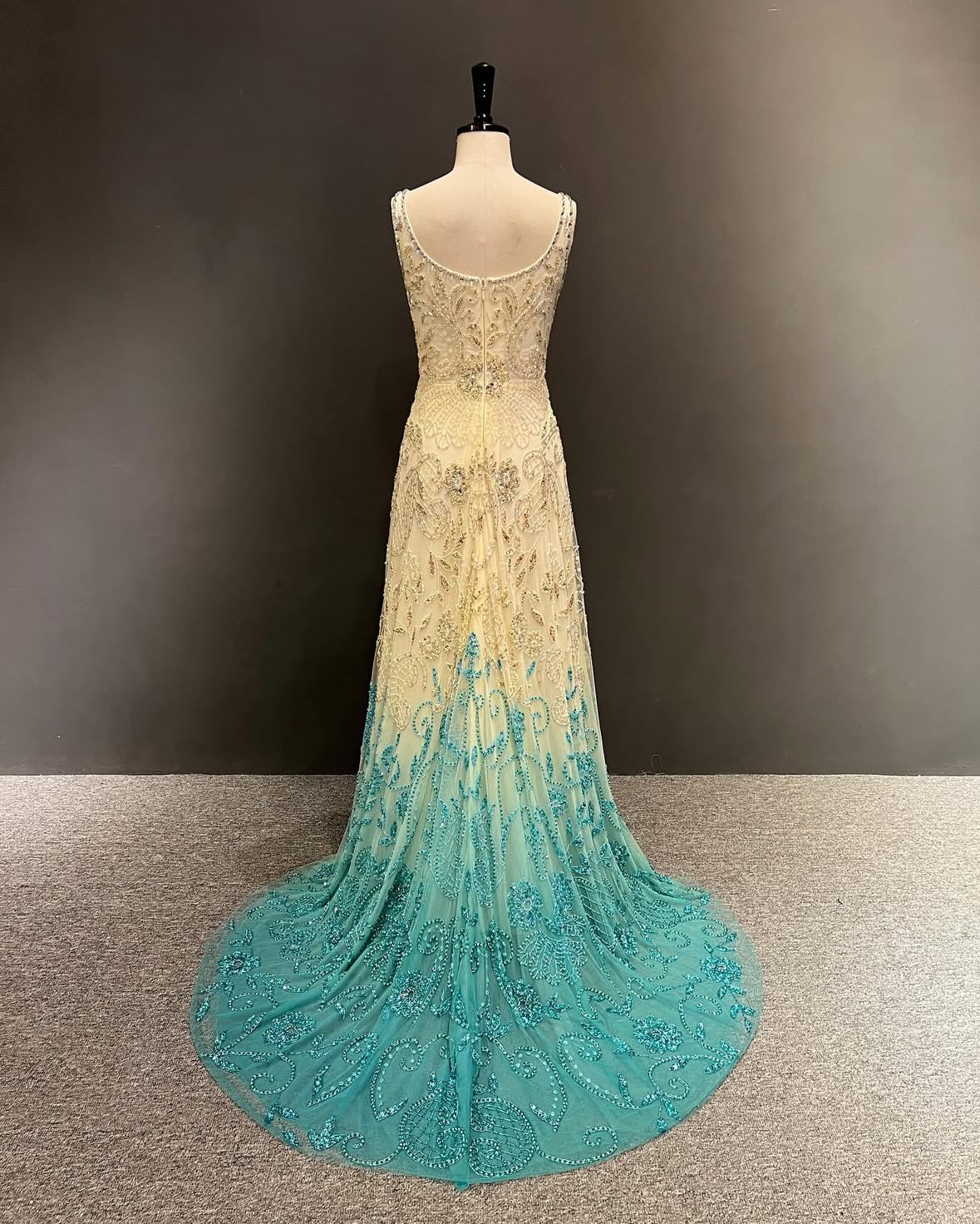 Ombré Crystal-Embellished Champagne Couture Gown
