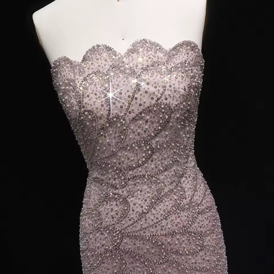 Mermaid Hand-Embroidered Glitter Gown