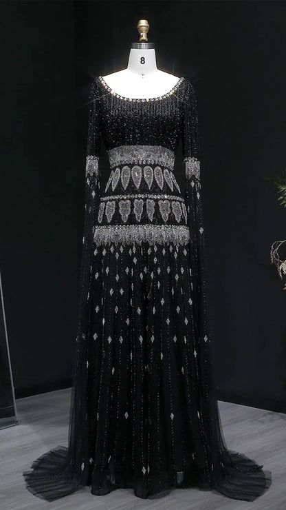 Ornate Crystal-Embellished Maxi Gown
