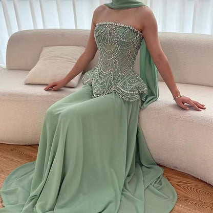 “Regal Glow” Embellished Corset Evening Gown