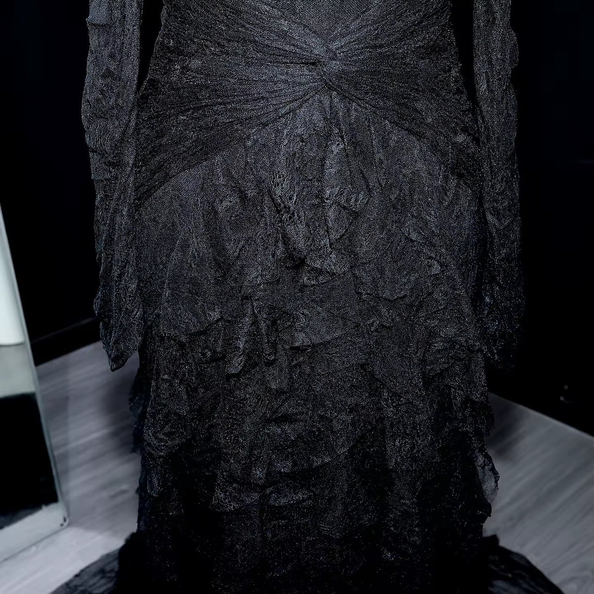 Lace Off Shoulder Evening Dress with Long Sleeves