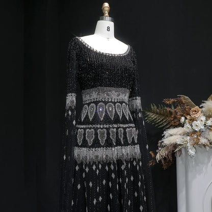 Ornate Crystal-Embellished Maxi Gown