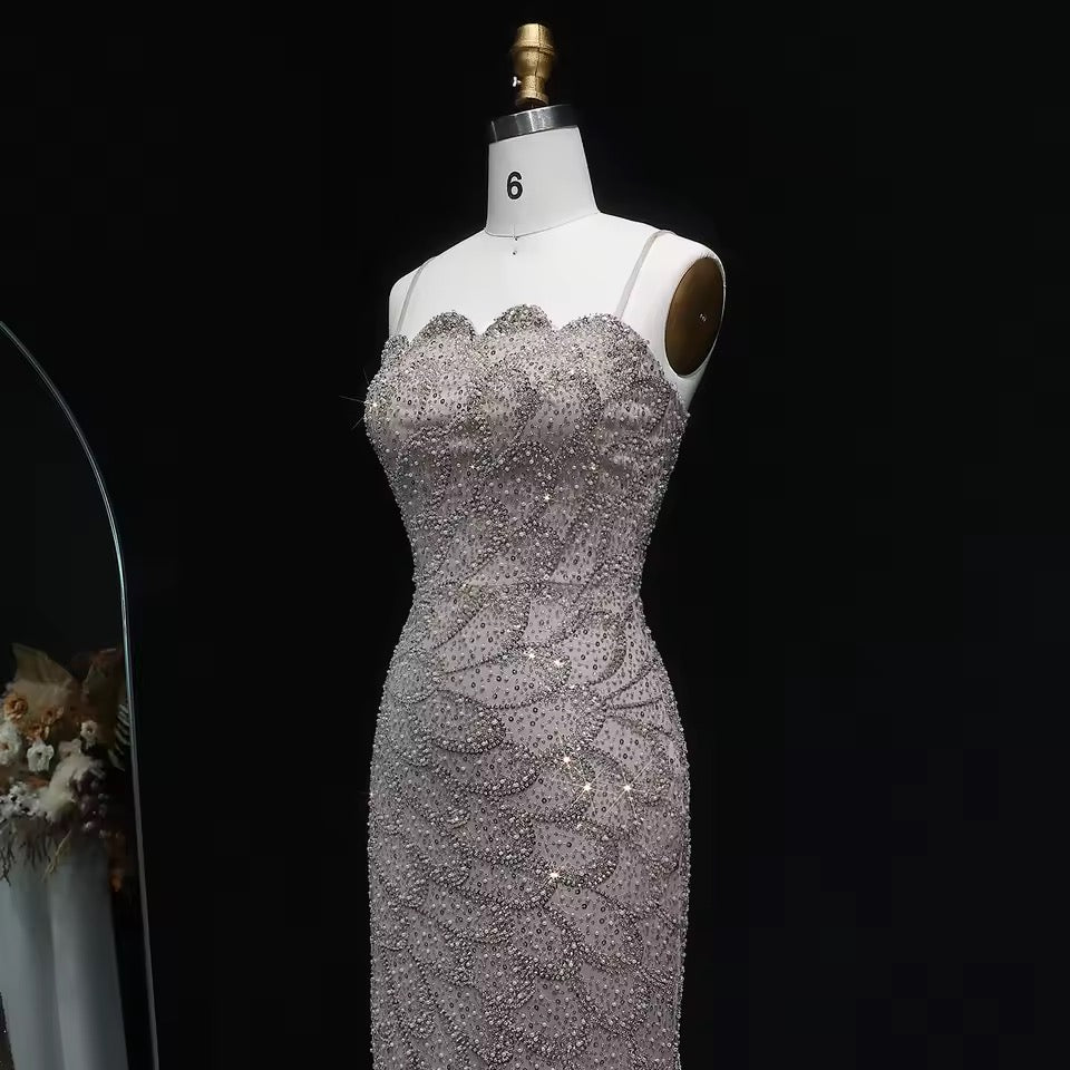 Mermaid Hand-Embroidered Glitter Gown