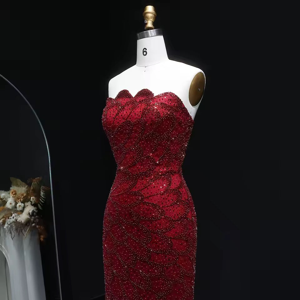 Mermaid Hand-Embroidered Glitter Gown