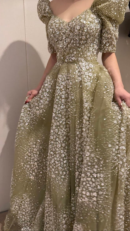 Elegant green luxury dress